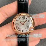 Swiss Quartz Ballon Blanc de Cartier Women 30mm Watches Rose Gold Silver Dial